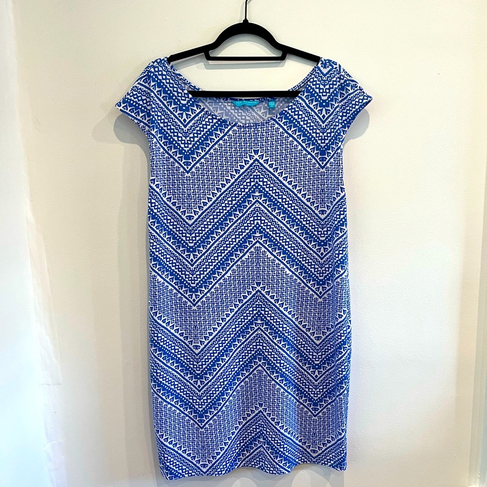 Blue Hawaiian Print Dress